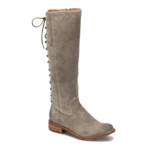 Sofft Sharnell Grey Leather Lace up Knee Boots 8.5